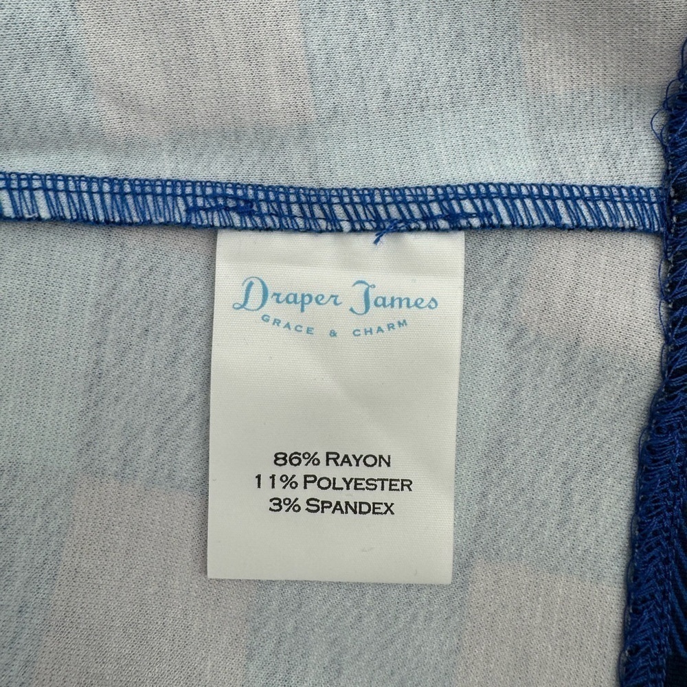 Draper James Buffalo Check Plaid Tie Waist Faux Wrap Dress -Blue & Black -Medium - Picture 10 of 12